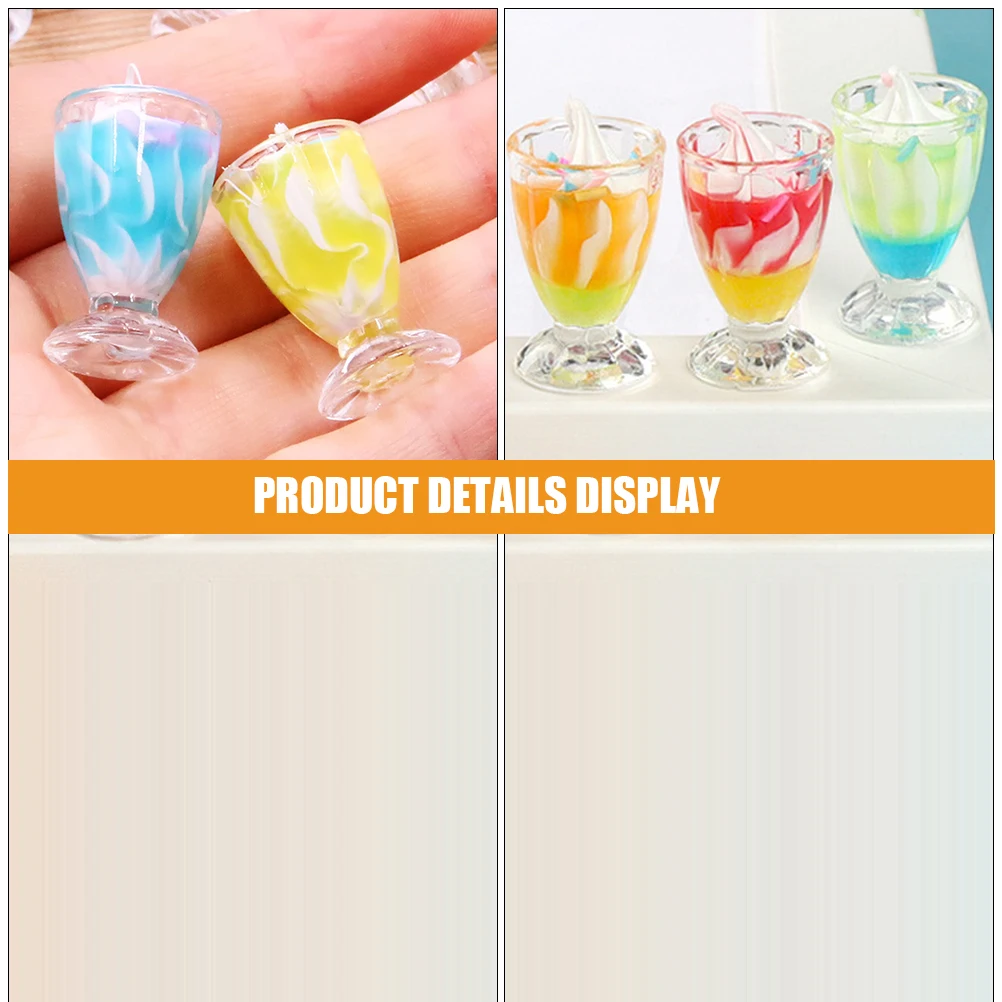 

6 Pcs Simulation Ice Cream Cup Mini Dessert nament House Accessories Resin Material Realistic Miniature Food