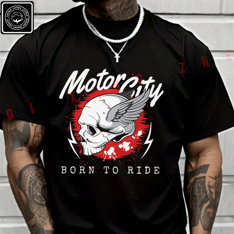 

Men's And Women's T-shirt Summer New Moto Cotton Tee Motor City Graphic Short-sleeved Spring Autumn Top