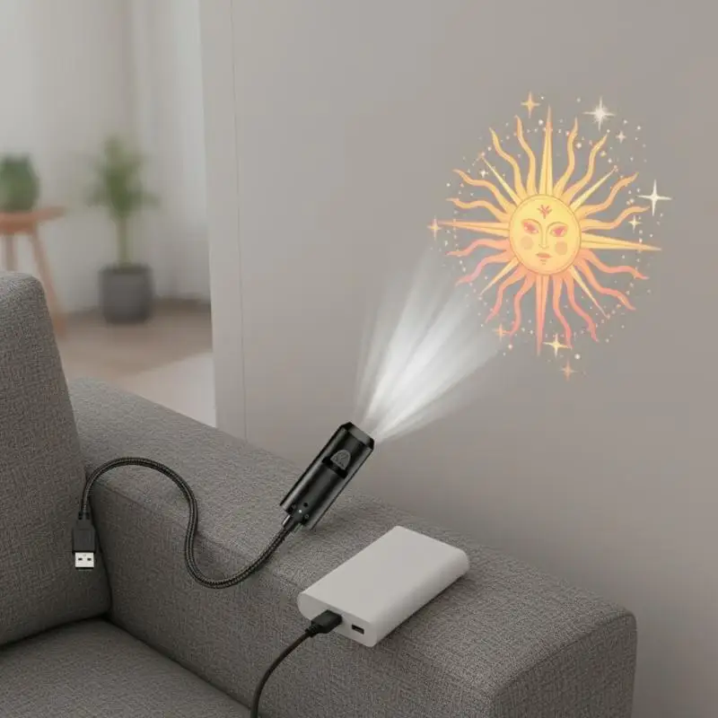

3/6/10 Pattern USB LED Projection Light Festive Atmosphere Light For Walls Ceilings Indoors Bedrooms Decorative Projection Light