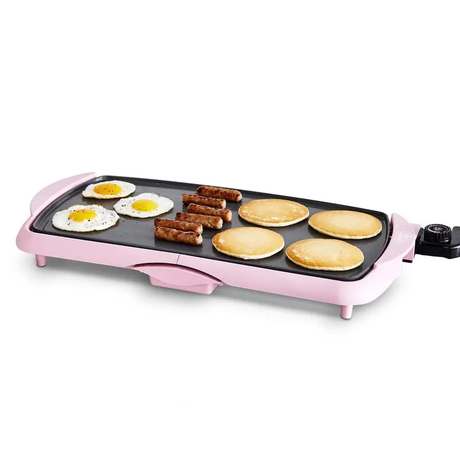 

20 Extra Large Electric Griddle, NonToxic PFASFree Ceramic Nonstick, Temperature Control, Quick Even Heating, Removable Drip Tra