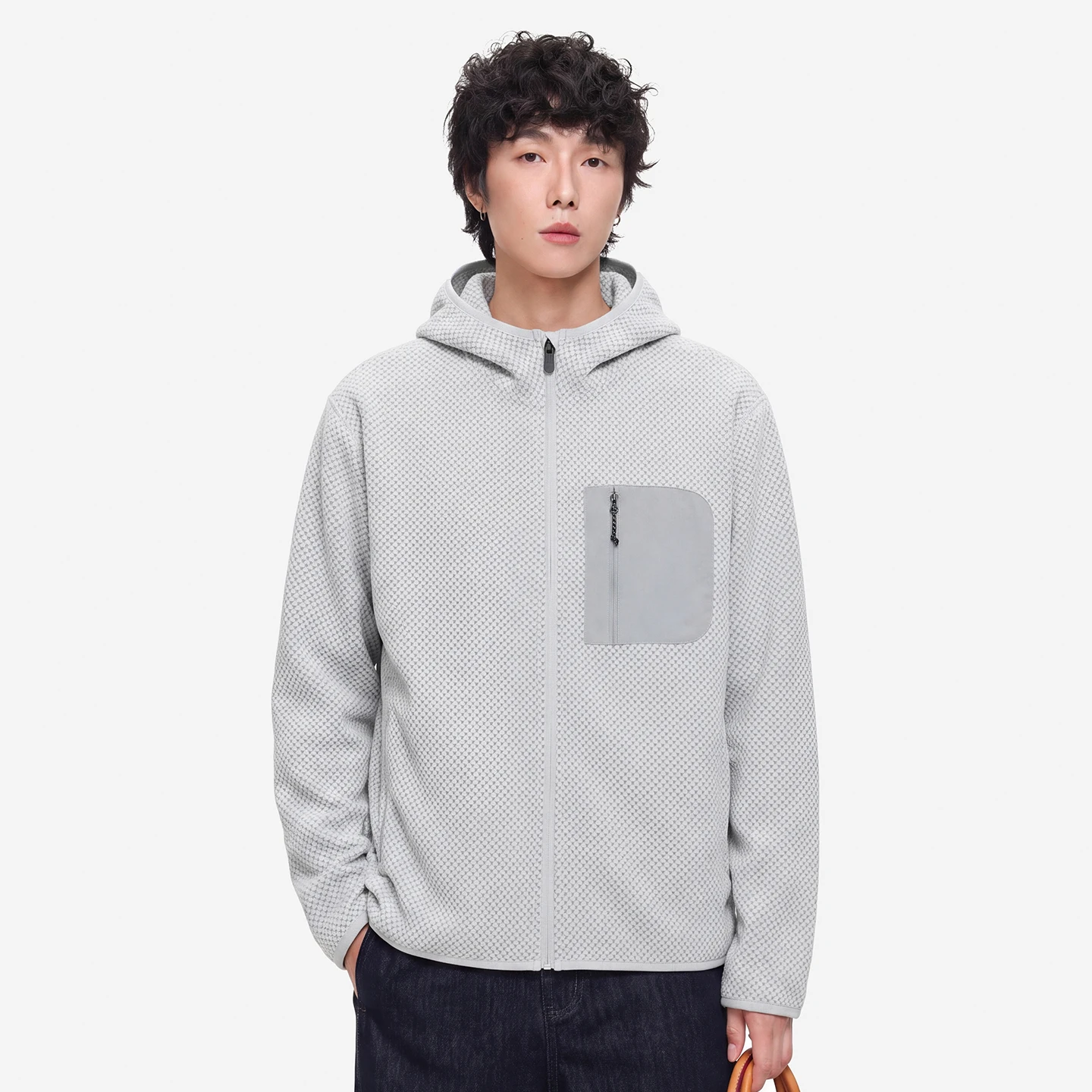 Men's Autumn Wavy Stripes Fleece Hoodie Coat Outdoor Hiking Sports Casual Loose Hooded Sweatshirts Track Jacket Tops