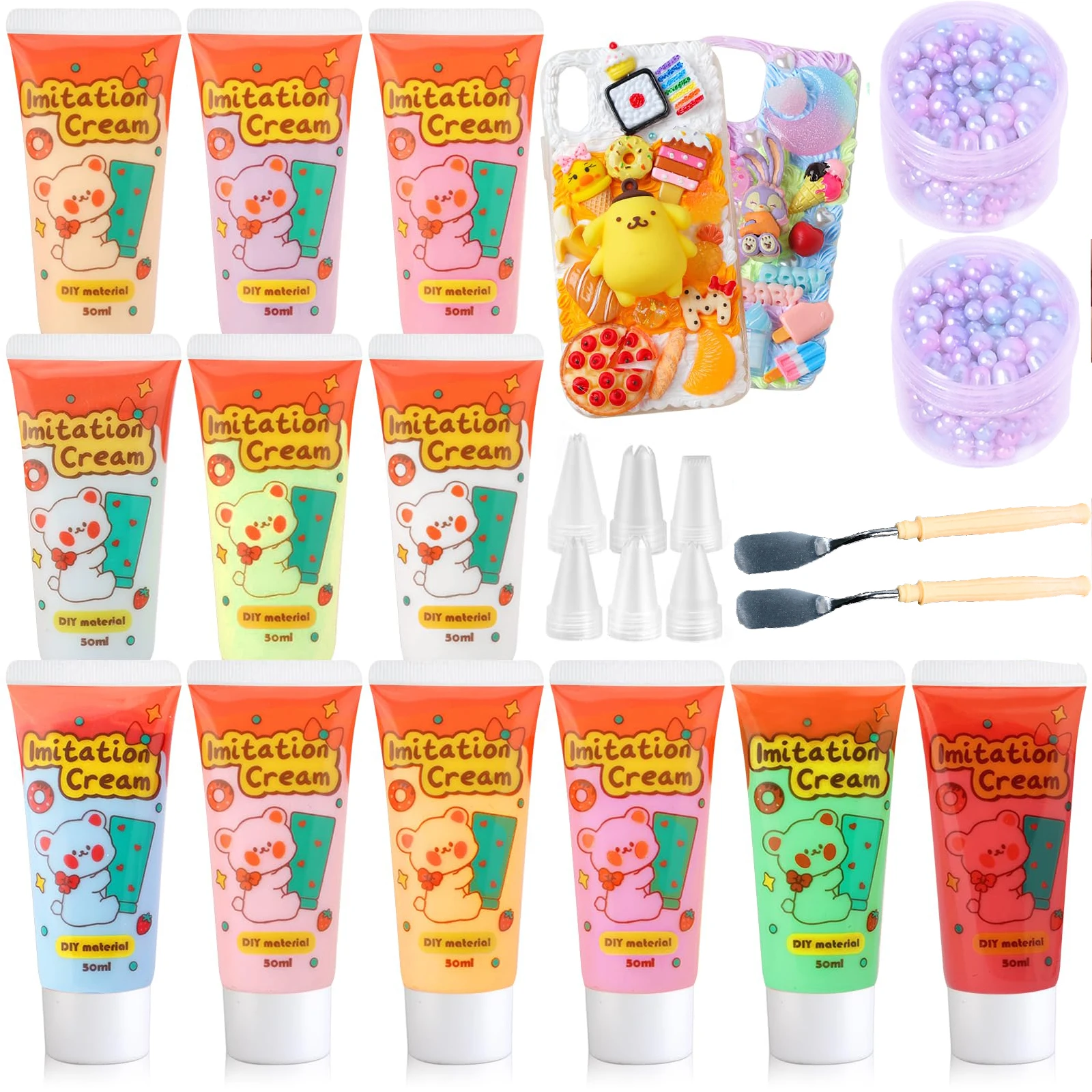 

12 шт. крем-клей «сделай сам», многоцветный кремовый клей, набор материалов «сделай сам», подходит для украшения дня рождения, чехол для мобильного телефона, набор «сделай сам»