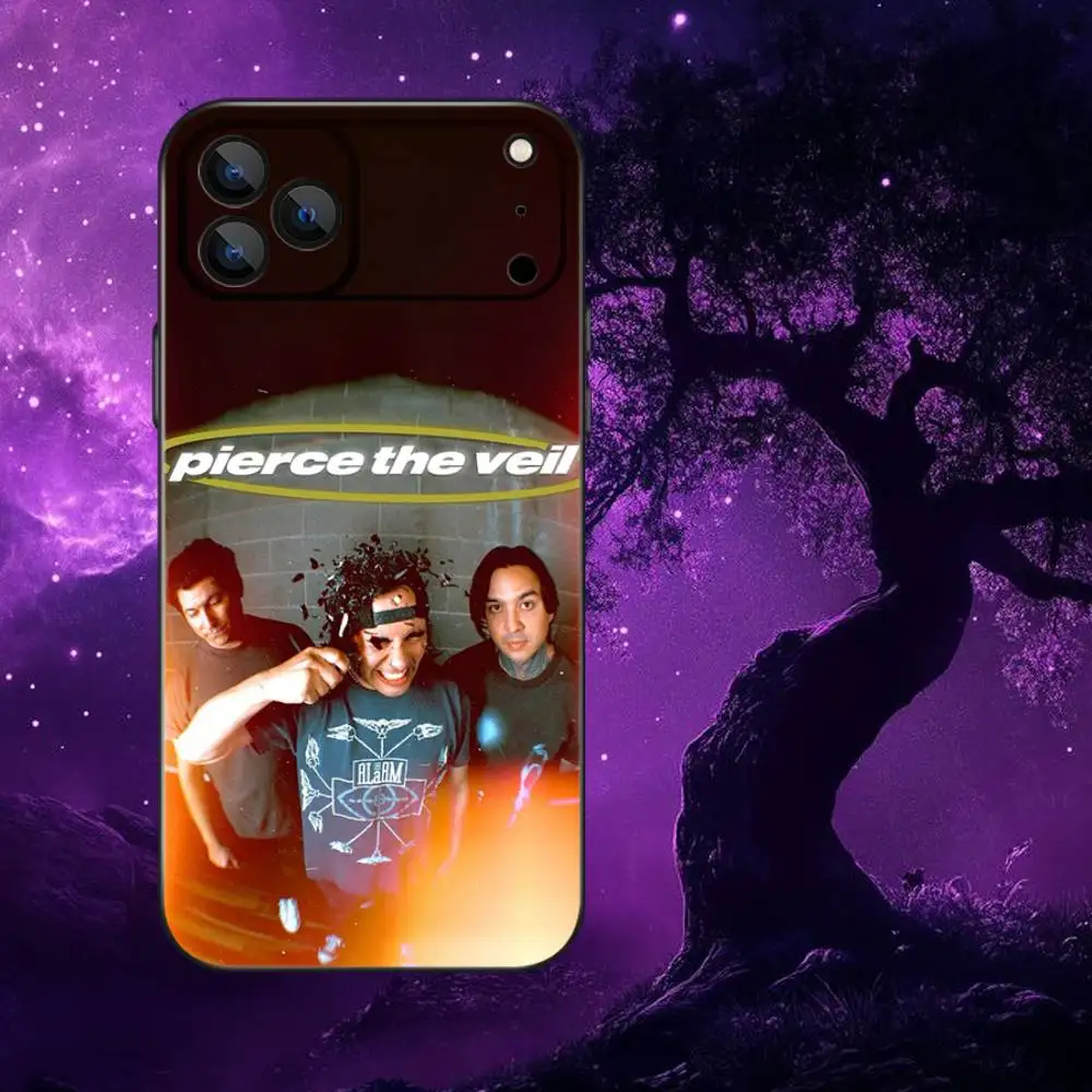 Casing Ponsel Band P-Pierce The V-Veil Untuk iPhone 17,16,15,14,13,12,Pro,Max,Plus,E,SE4,Air,Mini Hitam Soft Box