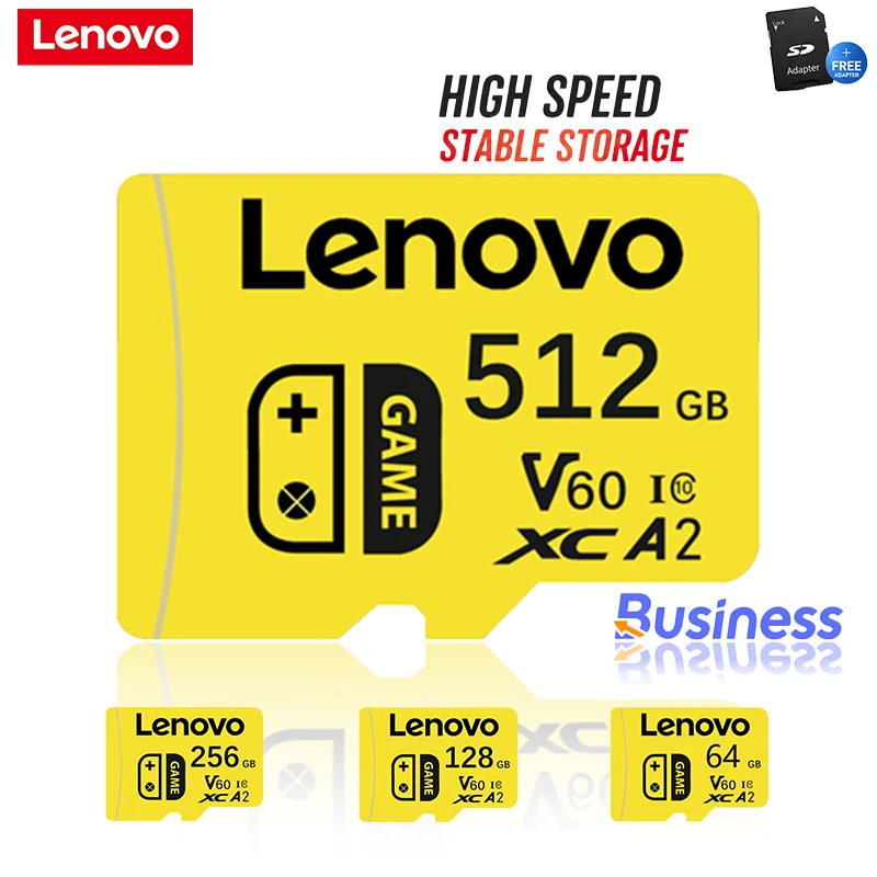 Lenovo TF Cards 512GB UHS-I U3 Class 10 256GB 64GB A2 Memory Card for 4K Video Recording Drones Action Cameras & Mobile Devices