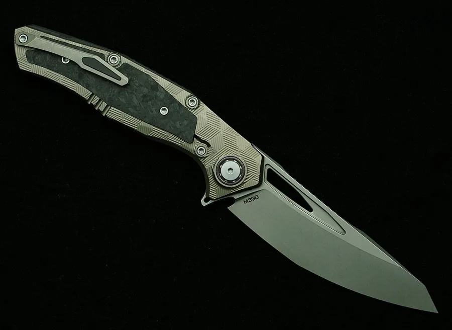 VENOM Solo II Folding Knife M390 Blade Titanium+CF Handle Outdoor Camping Hunting Kitchen Survival Pocket EDC Tool