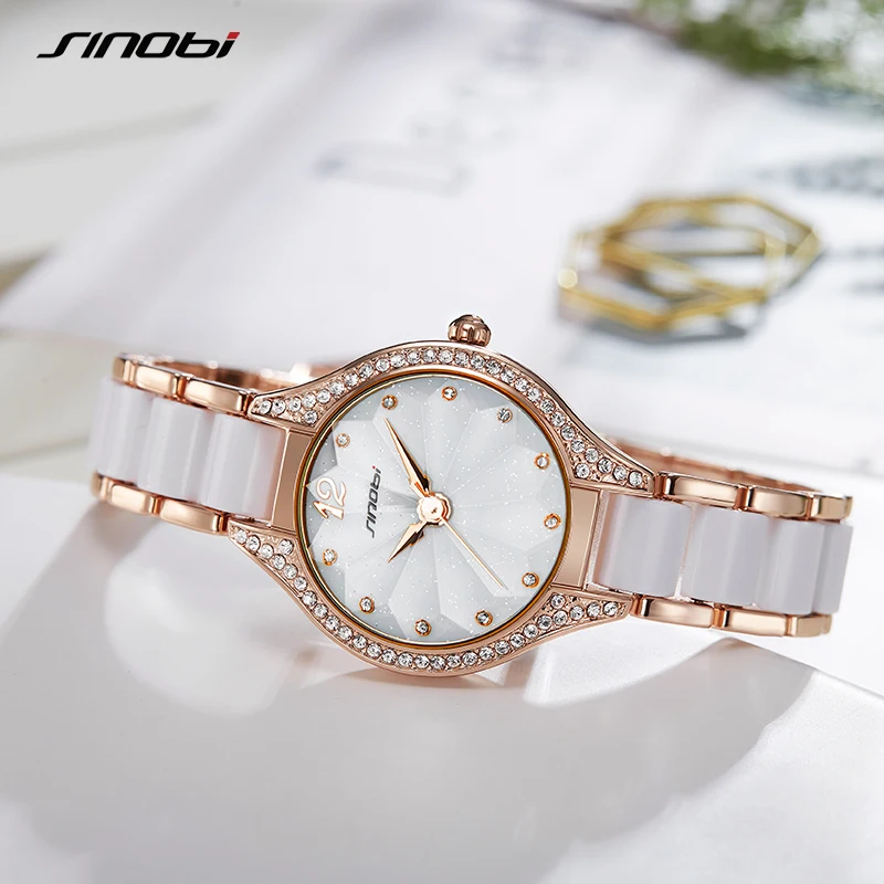 SINOBI Elegant Fashion Watch Fashion Hot Sales Watches Women Ladies Luxury Clock Golden Diamond Dropshipping Quartz Wristwatch