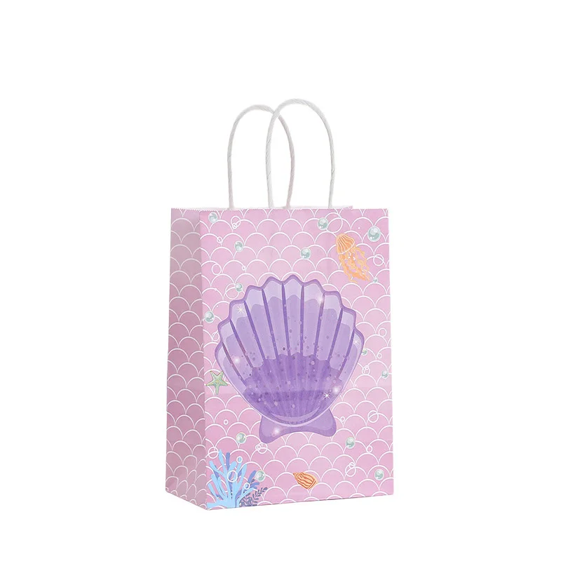 12/24pcs Ozean themen orientierte Geschenkt üte mit Griff Meerjungfrau Kind Geburtstag bevorzugen tragbare Verpackung Einkaufstasche Baby party Party liefert – Detail 3