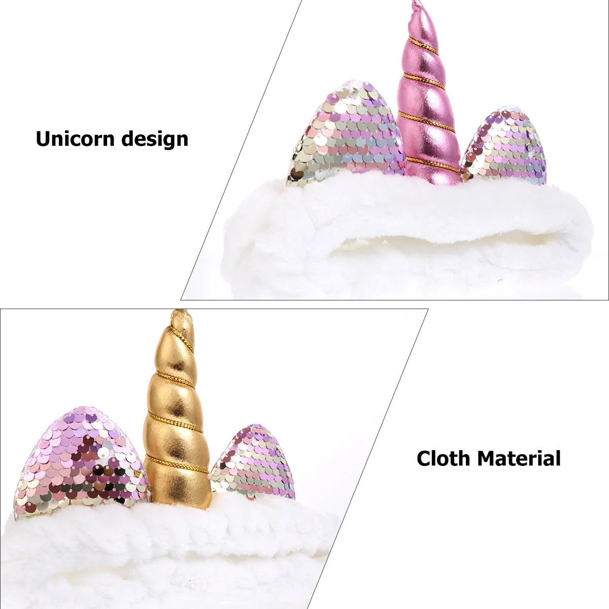 

2Pcs Unicorn Hairbands Creative Bright Sequined Stylish Elastic Headband Face Washing Makeup Hair Accessories for Women Girls