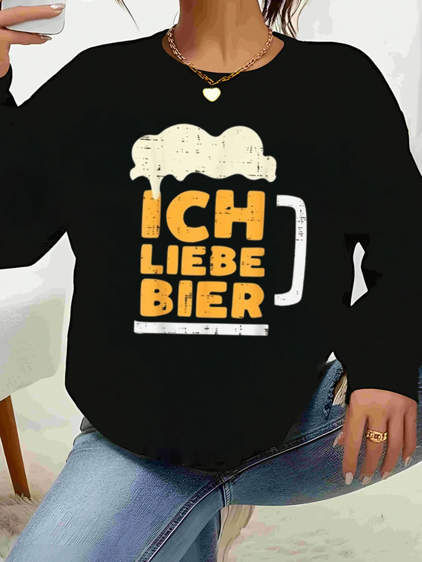 كوب البيرة أنا أحب البيرة طباعة طويلة الأكمام البلوز مهرجان أكتوبر ملابس غير رسمية النساء #1