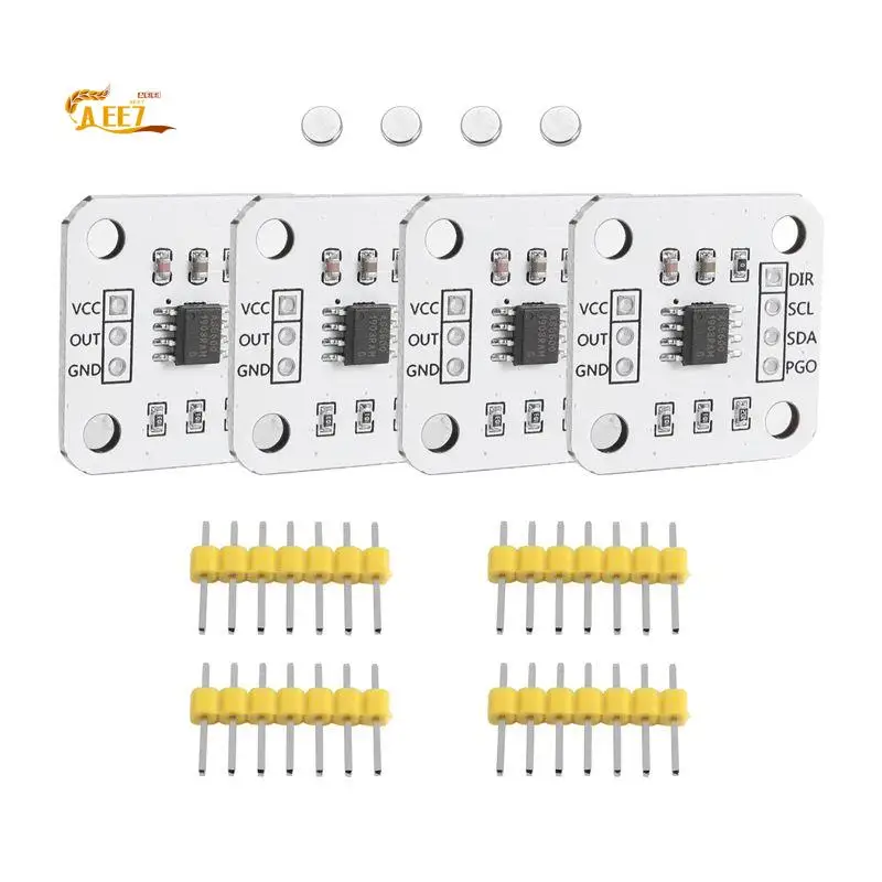 AEE7-4Pcs AS5600 Magnetic Encoder Magnetic Induction Angle Measurement Sensor Module 12Bit High Precision
