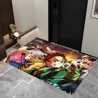 Japanese Anime Demon Slayer Door Mat Kids Room Bedroom Decoration Balcony Anti-Slip Doormat Living Room Doormat Area Rug