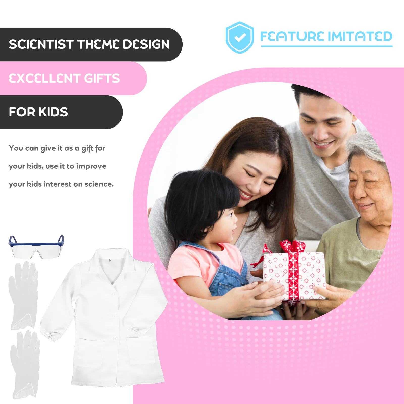 Scientist Clothing Doctor Costume for Kids Laboratory Coat Dreses Science Experiment Toddler Plastic Pupils Clothes