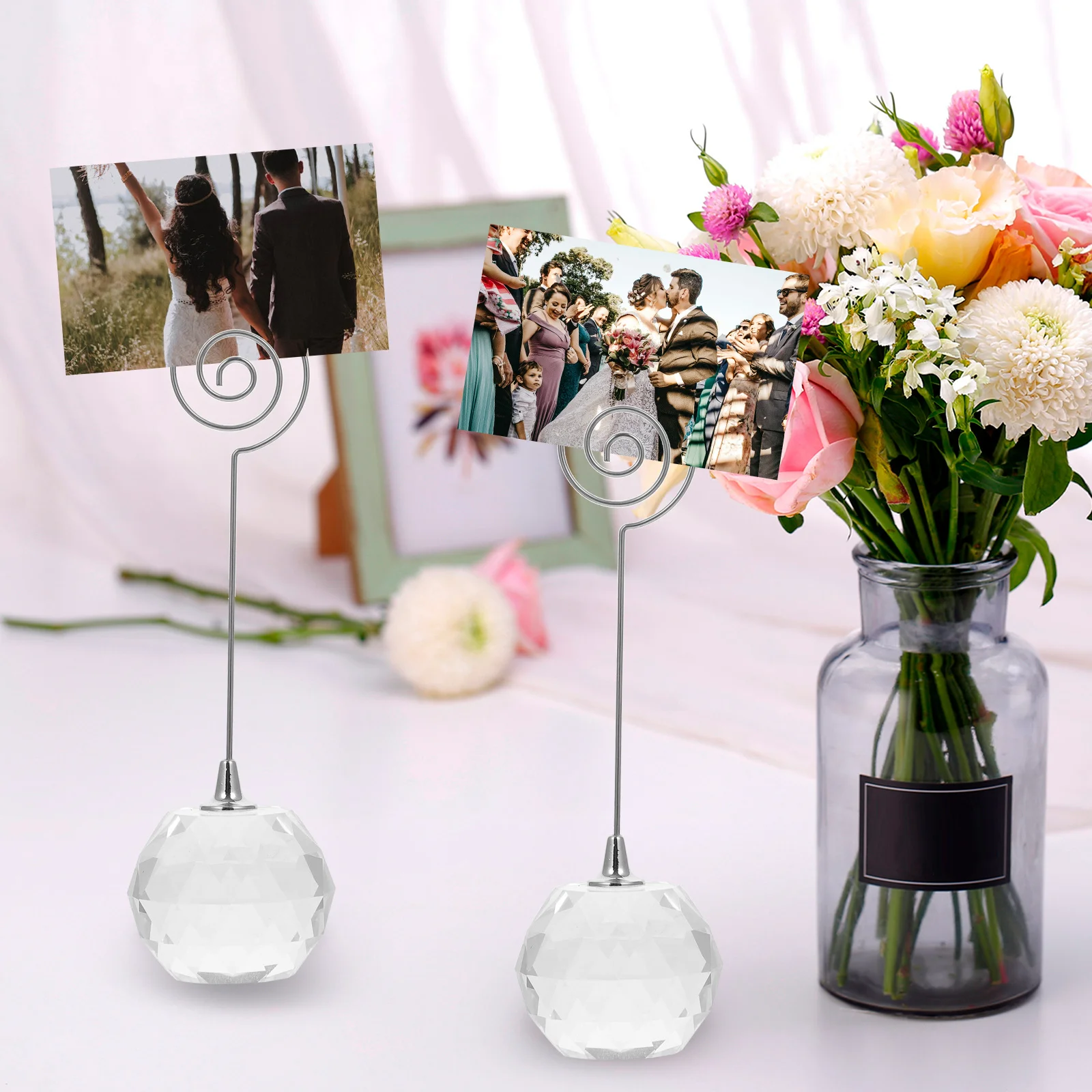 

Crystal Wedding Name Holder Stylish Tabletop Clip for Business Cards Photos Menu Wedding Party Decoration Banquet Use
