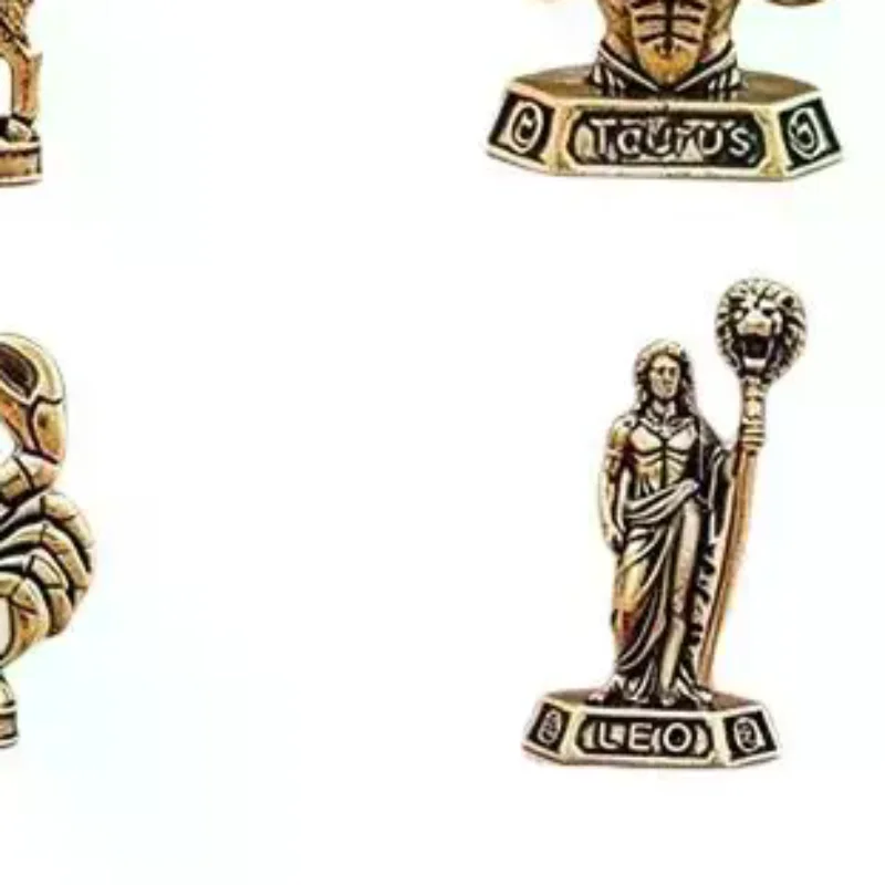 Vintage Brass 12 Constellation Figurines Hand-Polished Retro Ornament for Office Desk Decor Ideal Gift for Zodiac Lovers