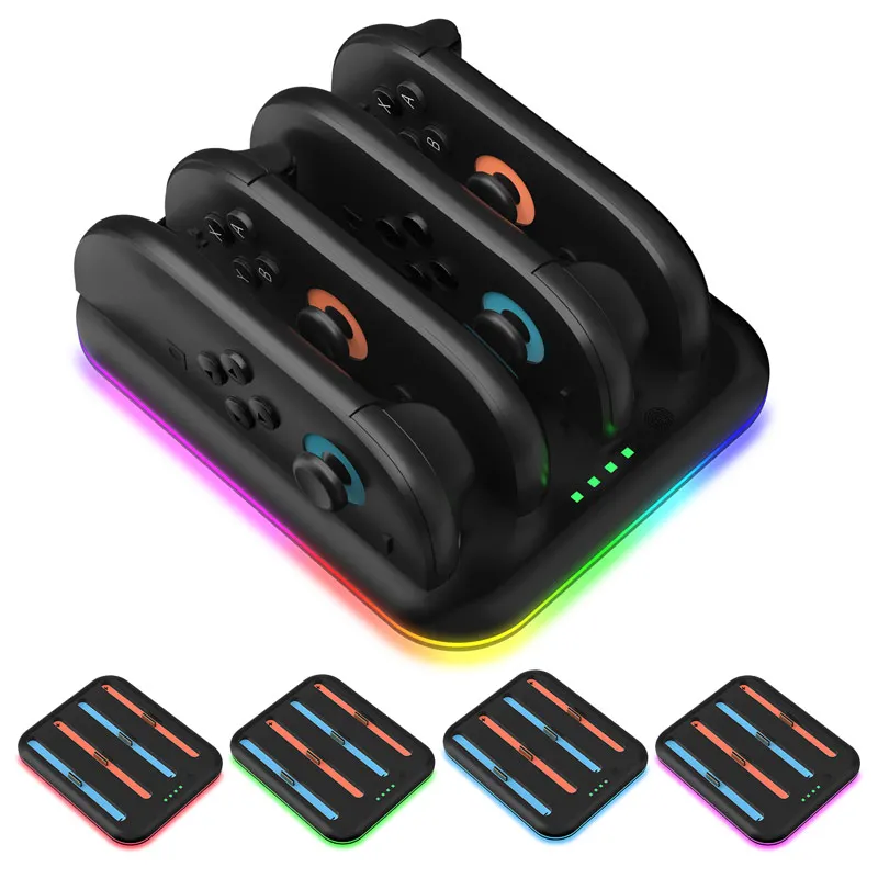 For Nintendo Switch 2 JoyCon 4-in-1 Horizontal Charging Stand with LED Indicator and Safety Protection Can Charge 4 Joy-Con
