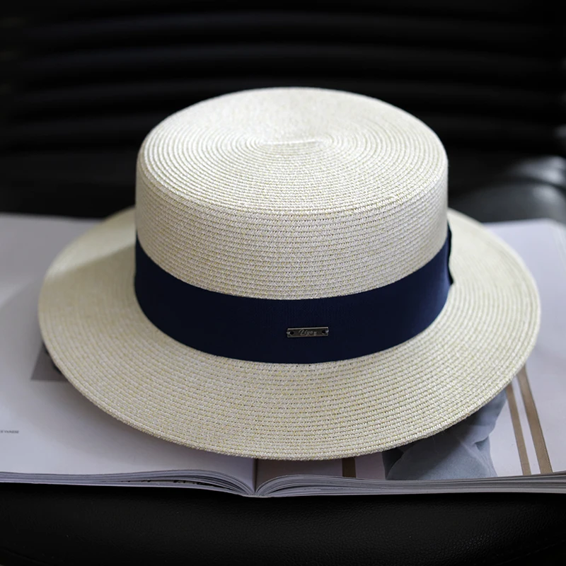 Big Size 61CM Men Panama Soft Shaped Flat Top Straw Hat Summer Women Sun Flat Brim Cap Uv Protection Easy To Match Fedora Hat