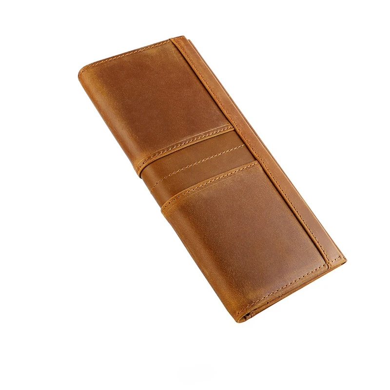 

Кожаный двойной кошелек унисекс Crazy Horse, RFID-блокировка, слоты для нескольких карт, длинный кошелек из натуральной кожи в европейском стиле для мужчин