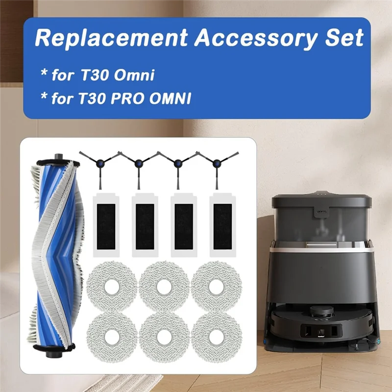 أجهزة الطبخ لـ Ecovacs DEEBOT T30 PRO Omni/T30 Omni جهاز آلي لتنظيف الأتربة فرشاة جانبية رئيسية فلتر Hepa وسادات ممسحة ملحقات