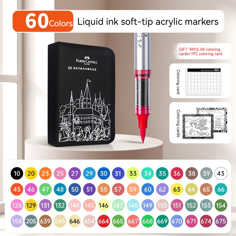 Faber Castell Direct Vloeibare Marker Pen Set 24-80 Kleuren DIY Handgetekende Graffiti Verf Art Acrylverf Pennen voor Kunstenaar Studenten