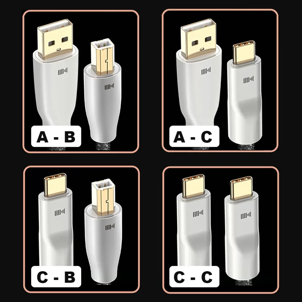 Kaiboer Printer Cable USB2.0 A-B A-C C-B C-C 6N OCC Scanner Printer Cord for HP Canon Dell, Epson Lexmark Xerox Samsung Etc