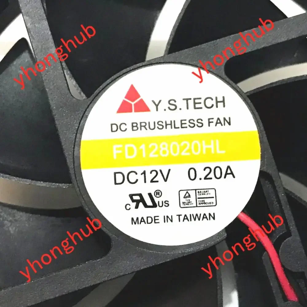 Y.S TECH FD 128020 Ventilador de refrigeración del servidor HL DC 12V 0.20A 80x80x20mm 2 cables