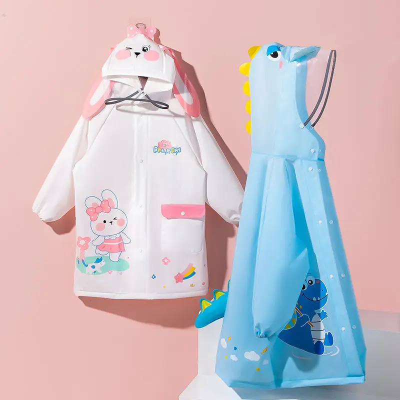 Children's Raincoat Spring Girl Cartoon Waterproof Full Body Raincoat For Boys School Bag Raincoat Kindergarten Rain Gear Set