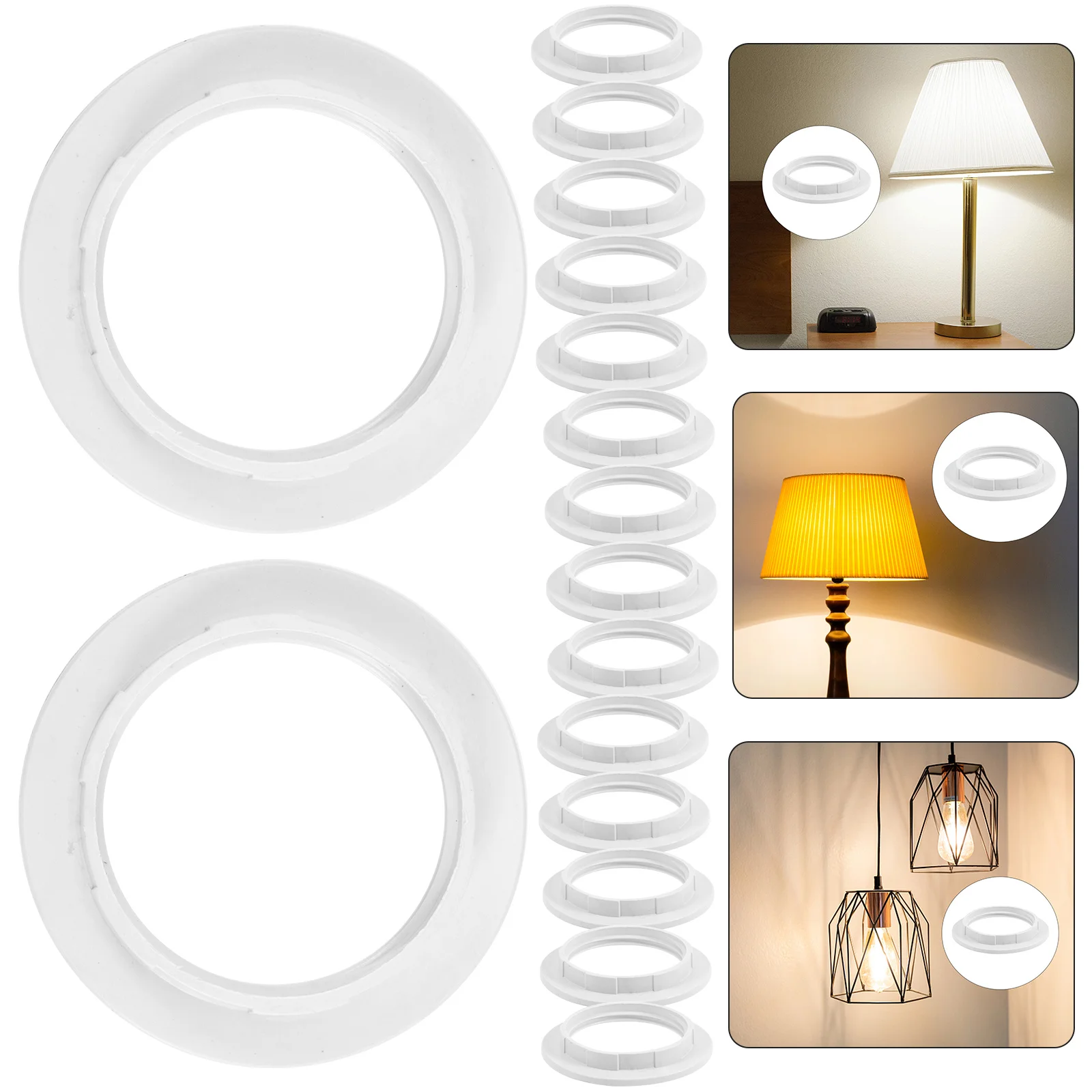 

20 шт. кольца-держатели для абажуров E27, прочный материал, простая установка, широкое применение, для настольных и напольных ламп