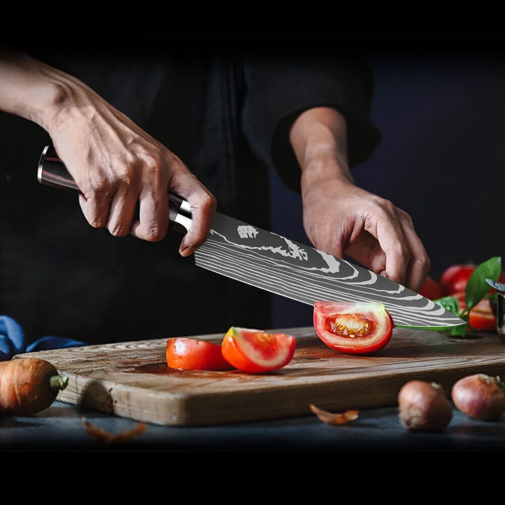 10 Styles Gift Box Kitchen Knife with Cover 7CR17 Stainless Steel Ultra-Sharp Santoku Knife Cleaver Slicing Utility Fruit Knife
