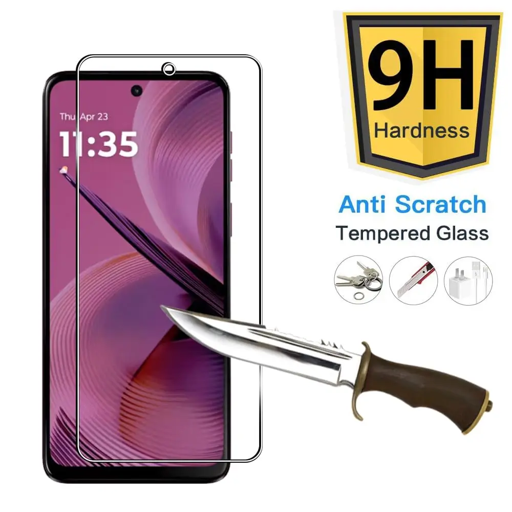 Displayschutzfolie für Moto G55 5G Motorola, gehärtetes Glas HD Crystal Mica 9H, kratzfest, case-freundlich, hochaluminiumhaltig – Detail 6