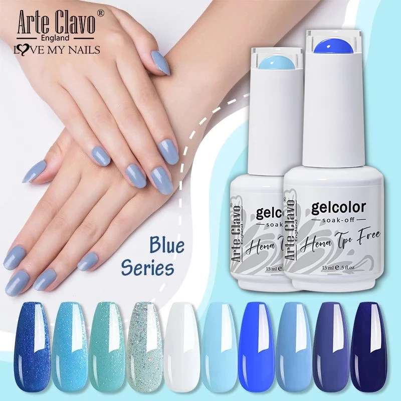 Arte Clavo 15ml Blue Color Nail Gel Varnish UV HEMA TPO FREE Soak Off Nails Art Polish Lacquer Lakiery Hybrydowe Vernis Manicure