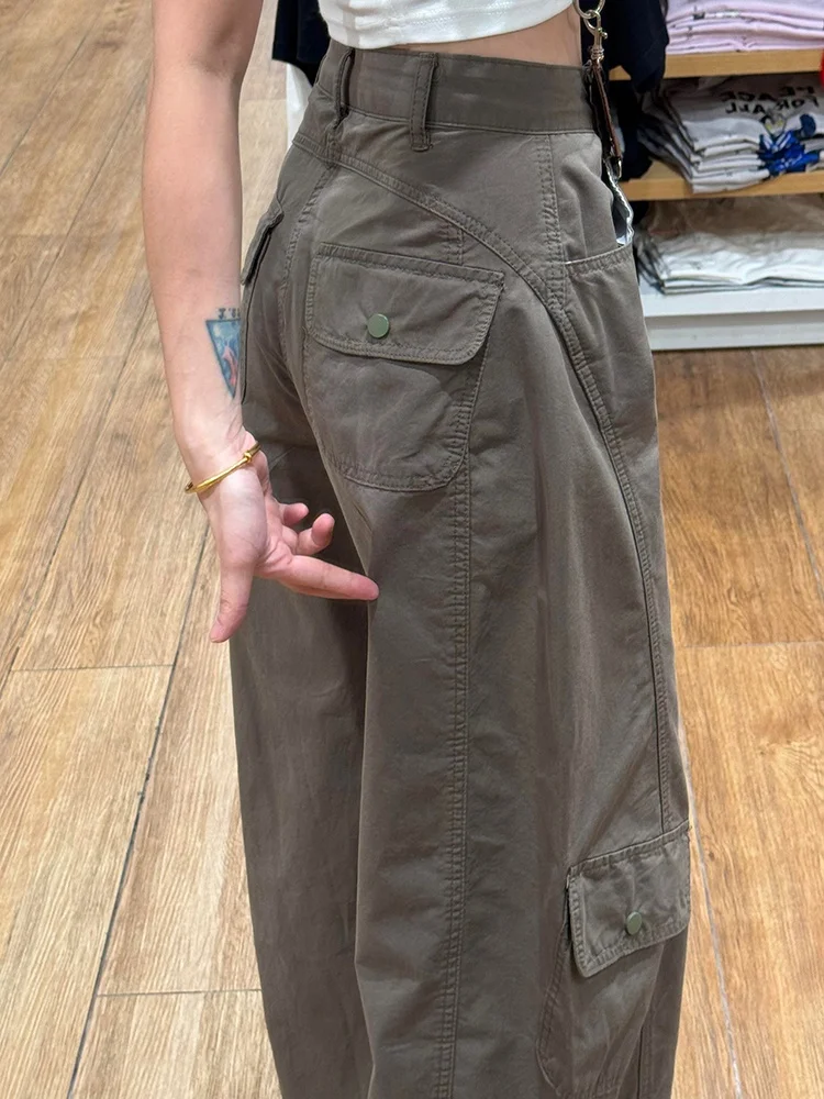 

Джинсы американской рабочей одежды с высокой талией, женские джинсы больших размеров Pear Ape, узкие прямые широкие брюки High Street Faion