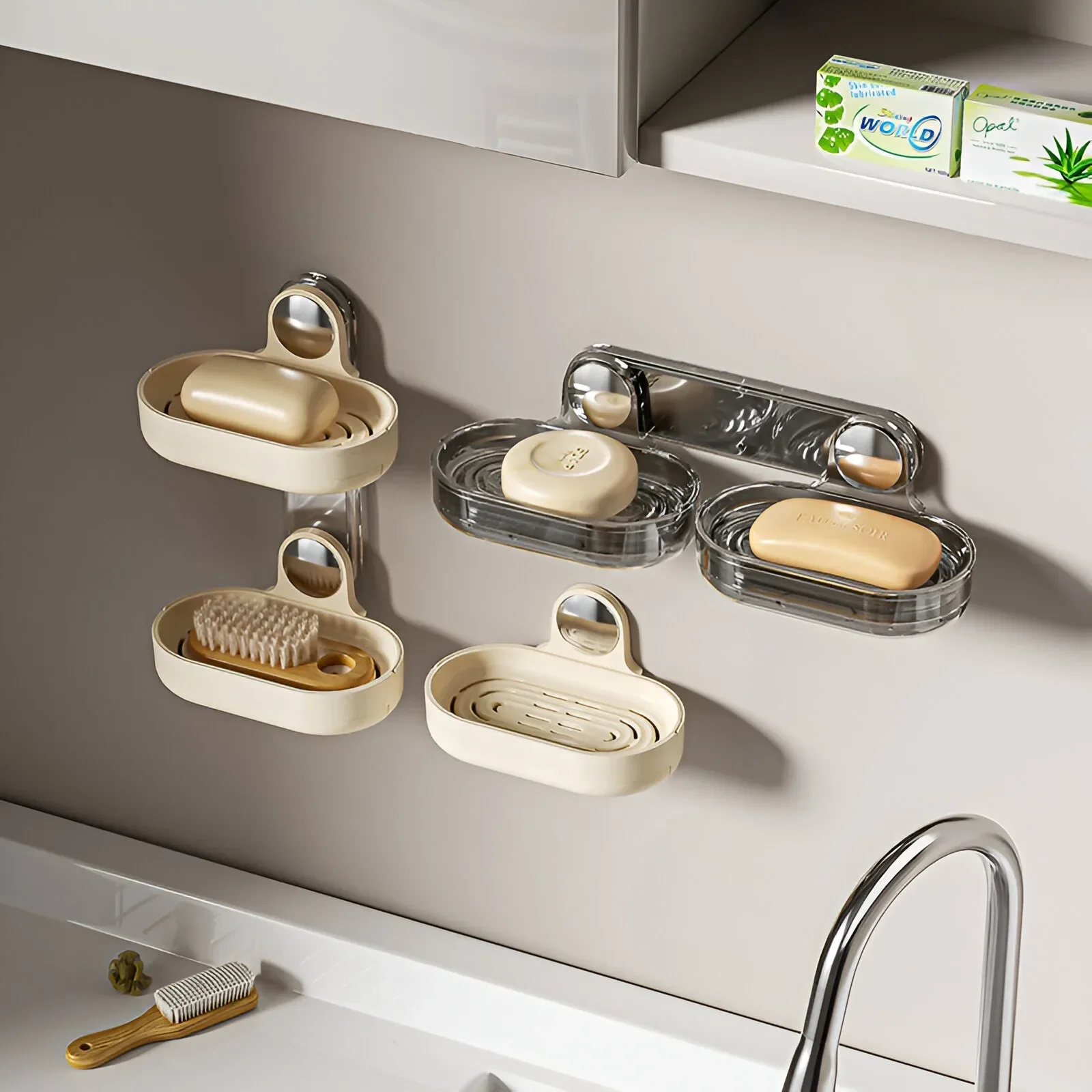 

Bathroom Soap Holder Dish Kitchen Sponge Soap Box Storage Non-slip Drain Soap Case Container Bathroom Accessorie