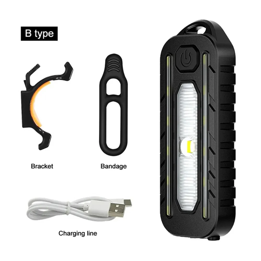 Mini LED Flashlight USB Rechargeable Bike Light Portable Pocket Flashlight Keychain Lamp Bicycle Taillight Flash Warning Light