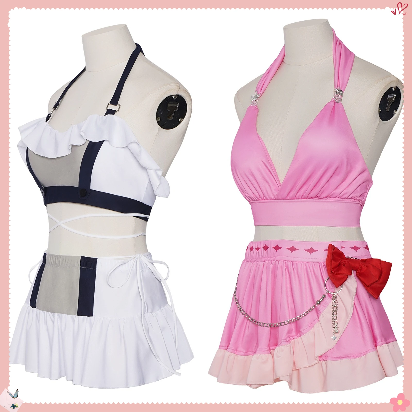 

Aerith Tifa Swimsuit Cosplay Costume Halloween Carnival Party Outfits