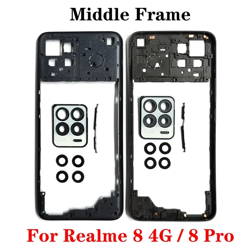 

For Oppo Realme 8 4G 5G /8Pro Middle Frame Housing Bezel Side Button and Camera Lens Repair Parts