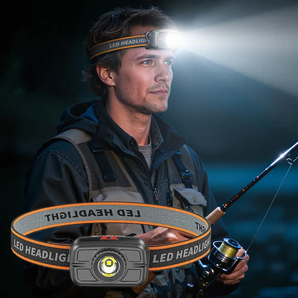 

400mAh Hiking Camping Headlamp USB C Rechargeable Head Light LED Sensor Headlight Front Head Lamp For Working