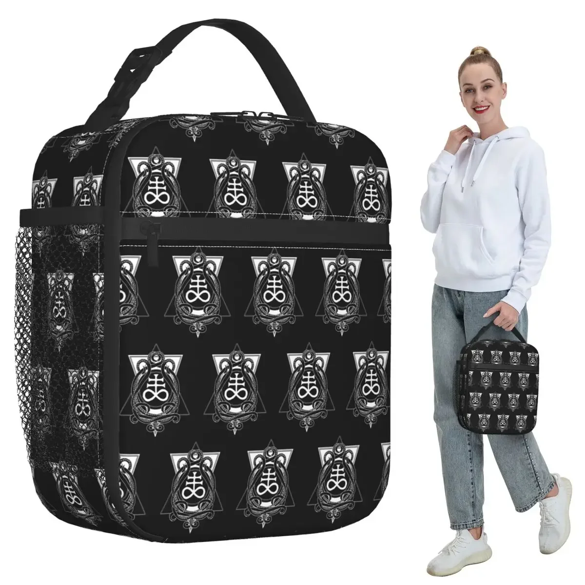 Satanic Cross Leviathan's Cross And Tentacles Insulated Lunch Bag Cooler Thermal Food Box Tote Leakproof Lunch Boxes Container
