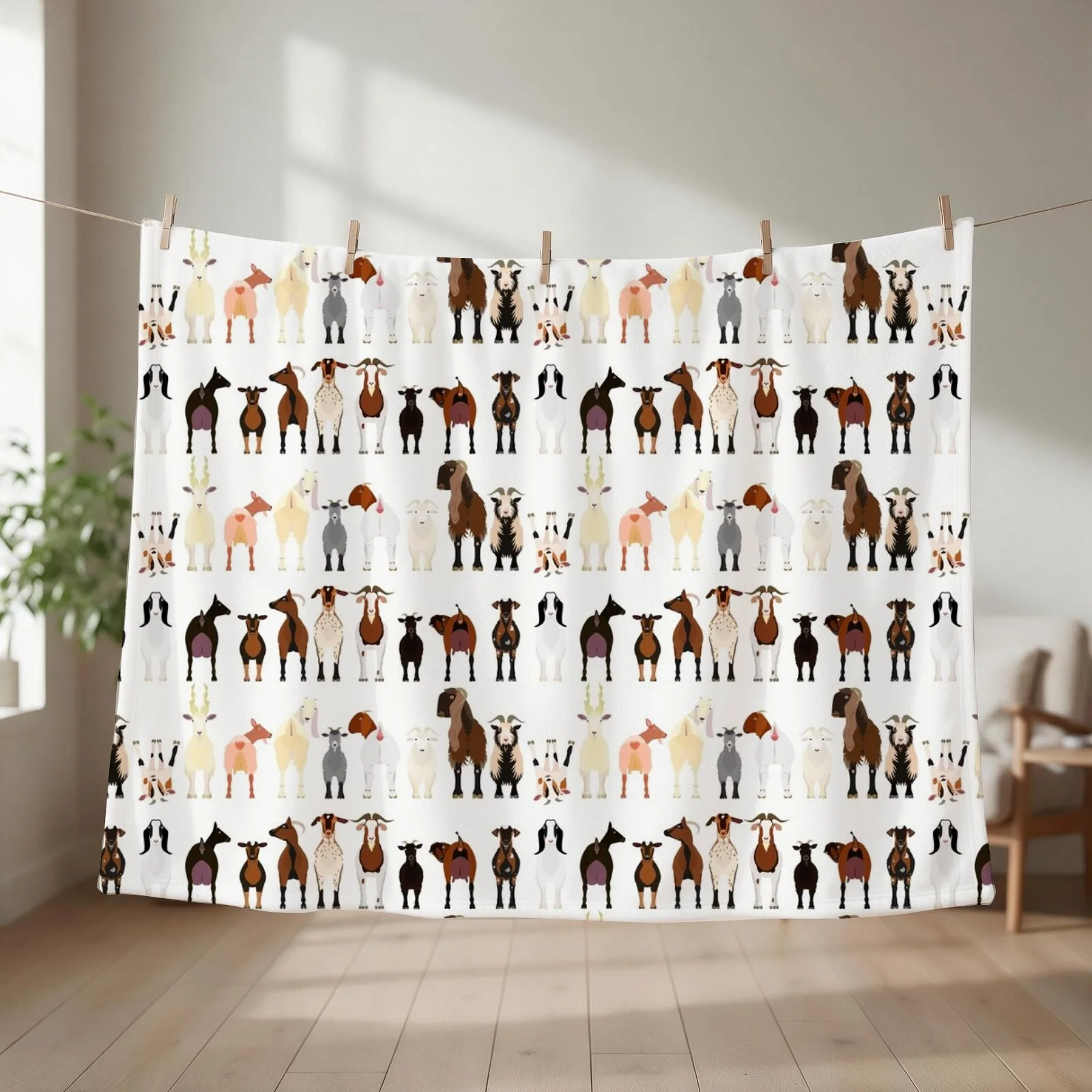 Goat Breeds Throw Blanket couch cozy soft plush fuzzy picnic outdoor blanket