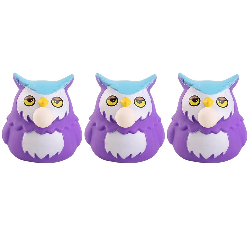 3 Pcs Decorations Owl Pinch Music Toy Small Animals Office Desk Toys