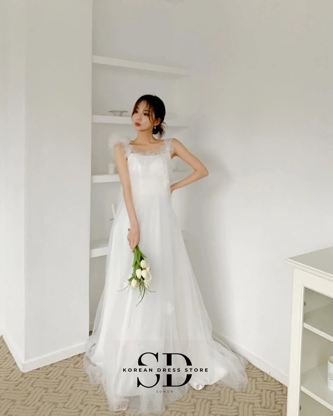 Sondr Fairy корейские свадебные платья с квадратным воротником на заказ трапециевидное вечернее платье без рукавов свадебные платья для приема