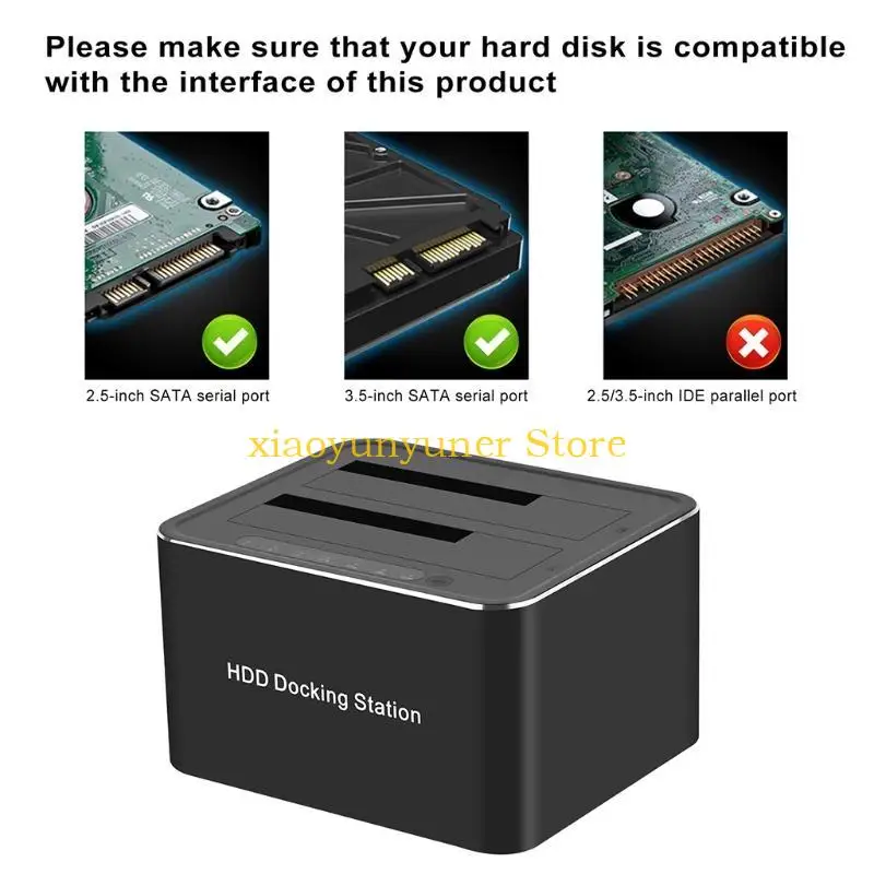 

P9JB 32TB SATA USB 3.0 Dual Bay HDD Docking Station for 2.5in 3.5in Hard Disk Solid State Drive Duplicator/Offline Clone