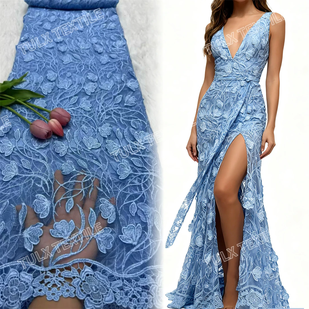 

African Lace Fabric 5 Yards Latest Nigerian Laces Fabric High Quality Embroidered Net Fabric Mesh Lace 2026 French Sequins Lace