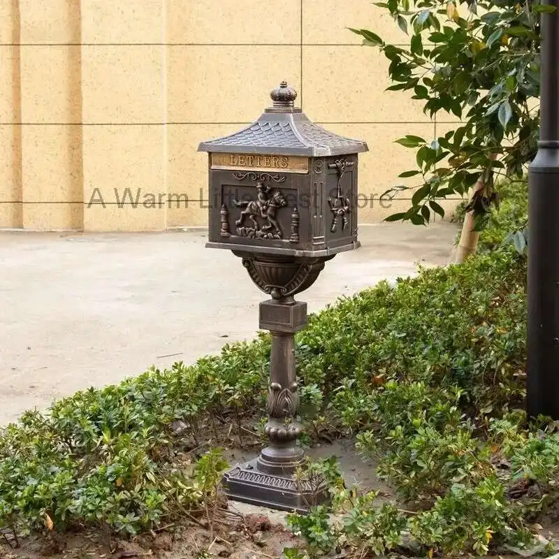 

Nordic Villa Mailboxes Retro Creative Newspaper Box Cast Aluminum Non-rust Ornament Post Box Inbox Outdoor Mailbox Waterproof R
