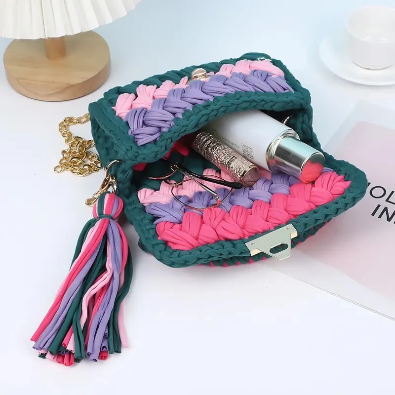 Yingzi Crochet Shoulder Bag Handwoven Crochet Bag With Tassel T