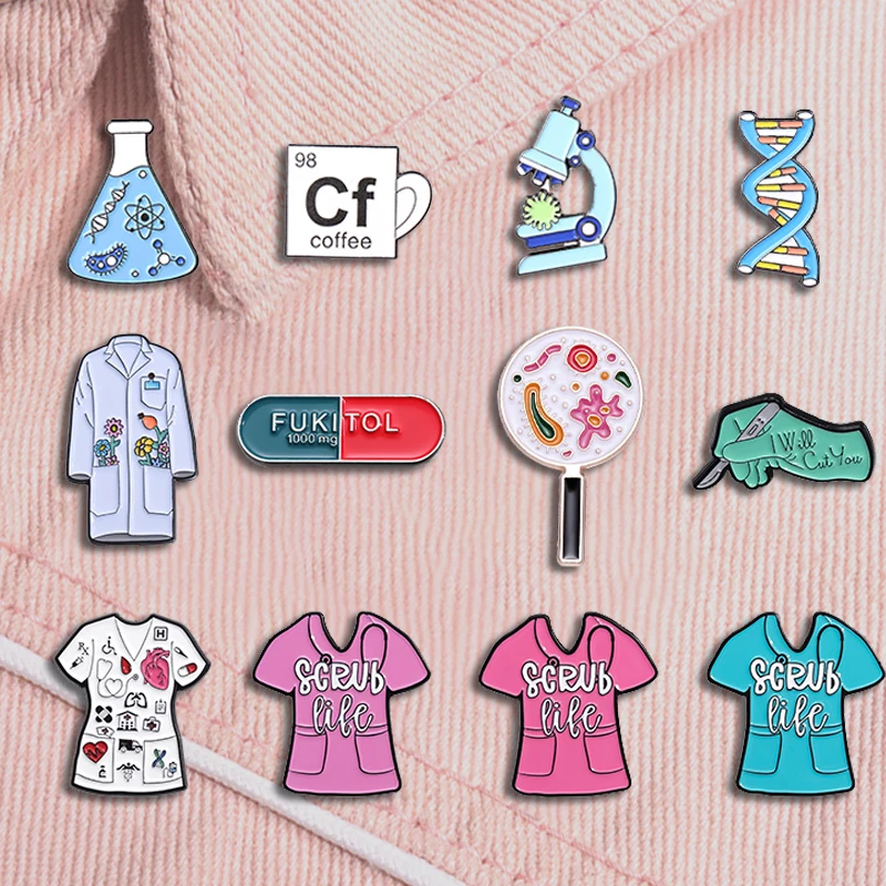 Medical Clothing Styling Badges Book Bag Decorative Metal Brooches Clothes Bag Accessories Jewelry Gifts For Friends