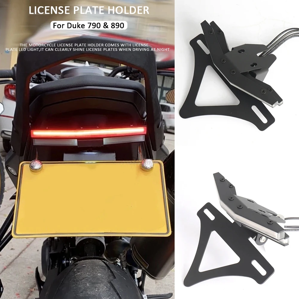 

Motorcycle Folding License Plate Holder LED Turn Signal Tail Brake Light Flasher Fender Eliminator For DUKE 790 890 2018-2025