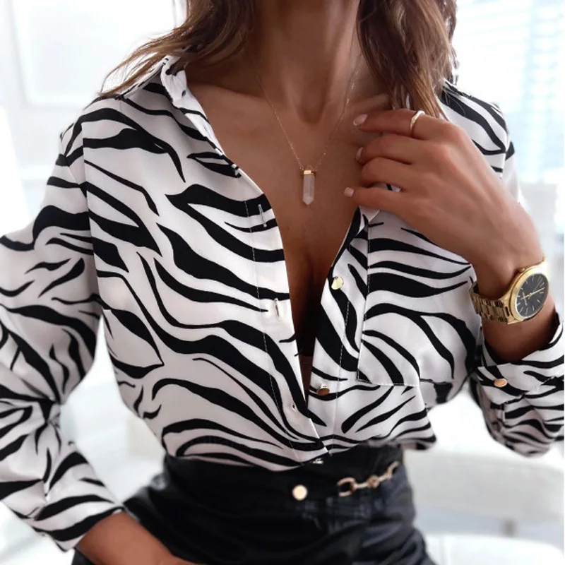 Fashion Women\'s Shirt Digital Printing Baroque Cardigan Button Spring Autumn Office Shirt Temperament Long Sleeve Shirt Women