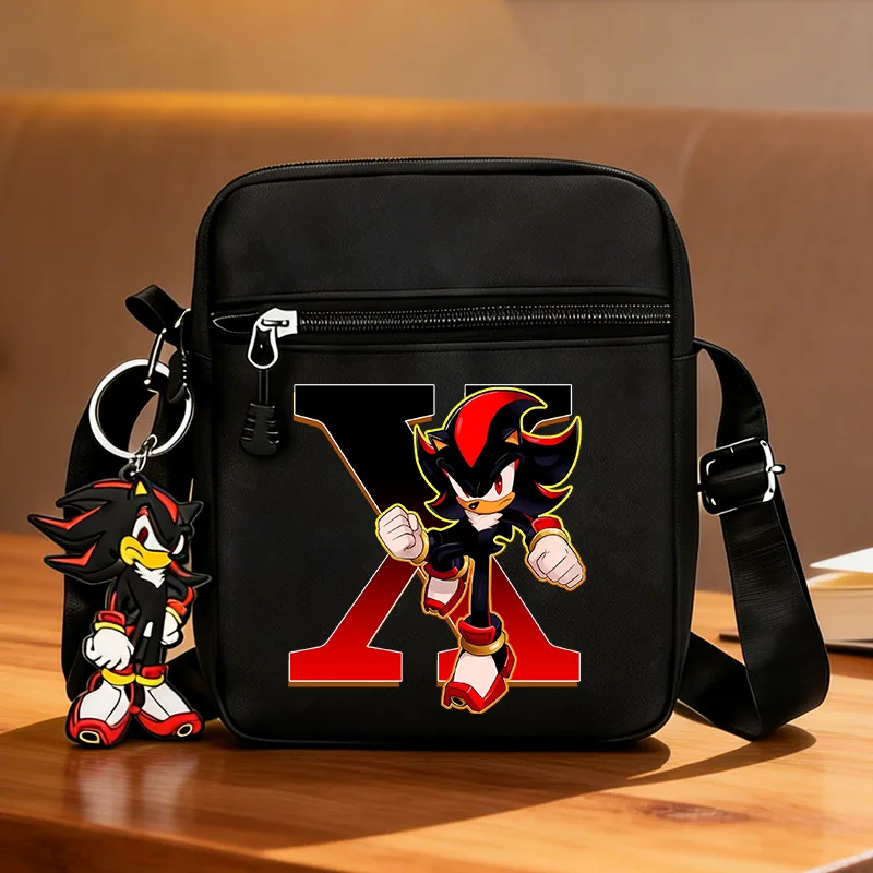Sonics A-Z Series Casual Shoulder Bags for Youth Man Black Cartoon Shadow Model Messenger Crossbody Bag Fashion Birthday Gift