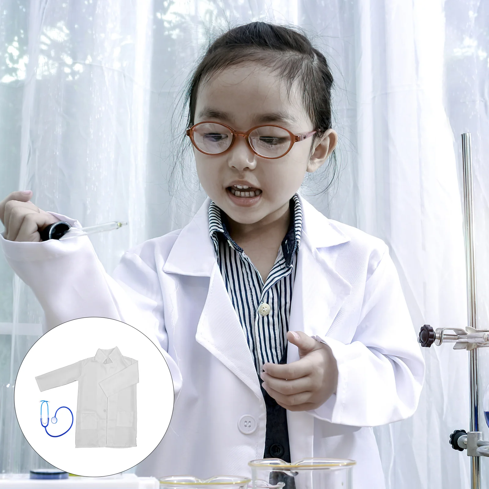 

Lab Coat White Stethoscope Halloween Costumes Laboratory Clothes Set Plastic Kids Doctor Kit