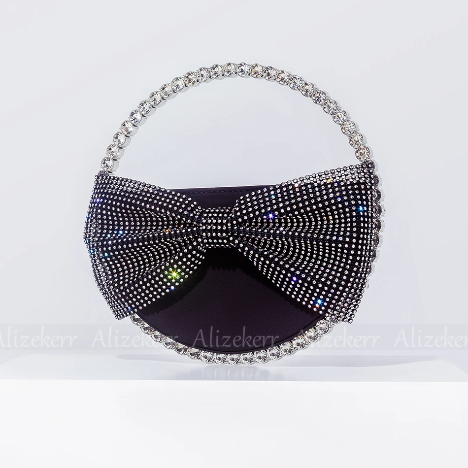 Round Bow Diamond Evening Bag Women New Party Glittering Crystal Clutch Purses And Handbags Designer Luxury Wallets High Quality